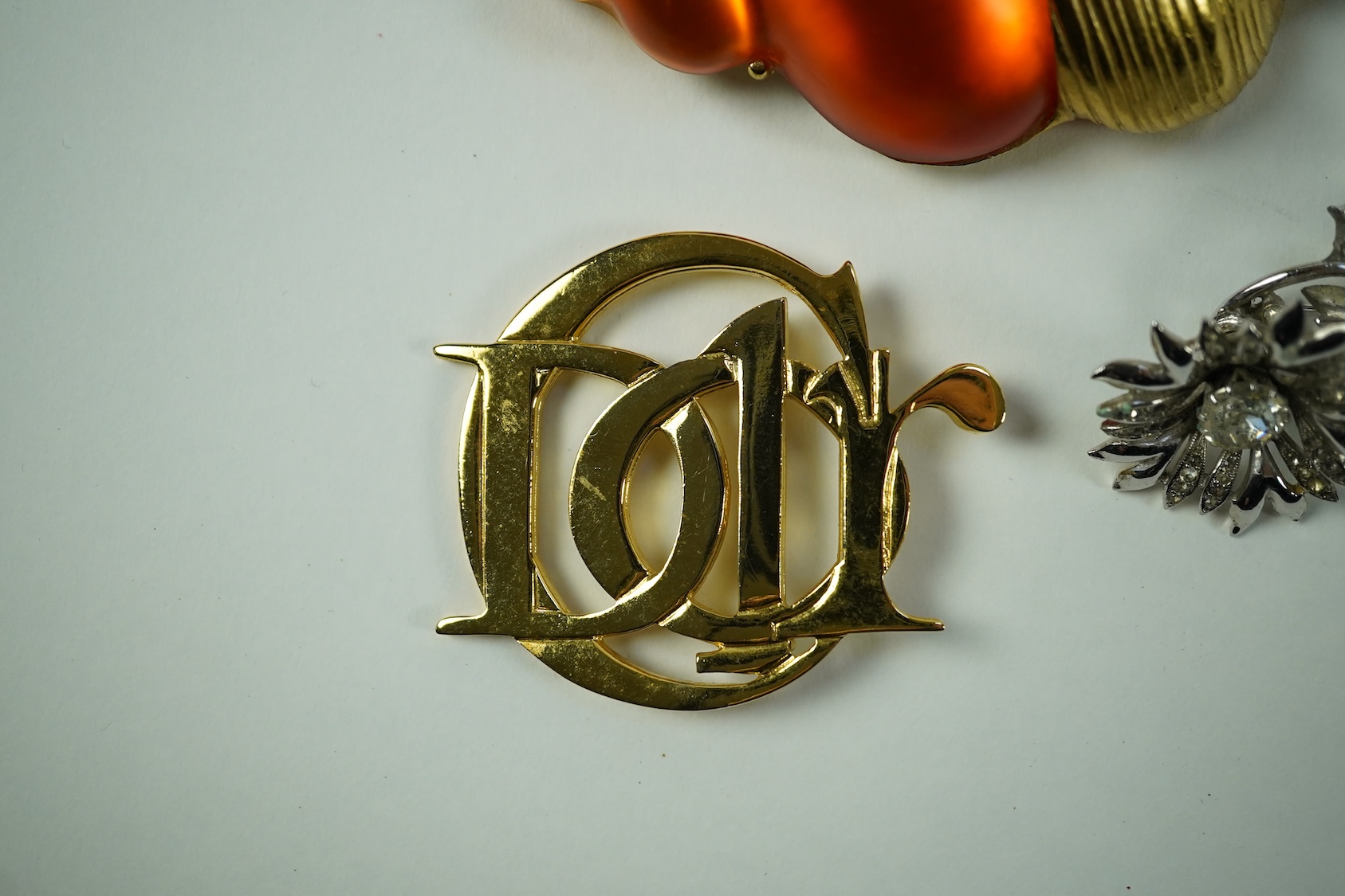 Three Christian Dior costume jewellery brooches